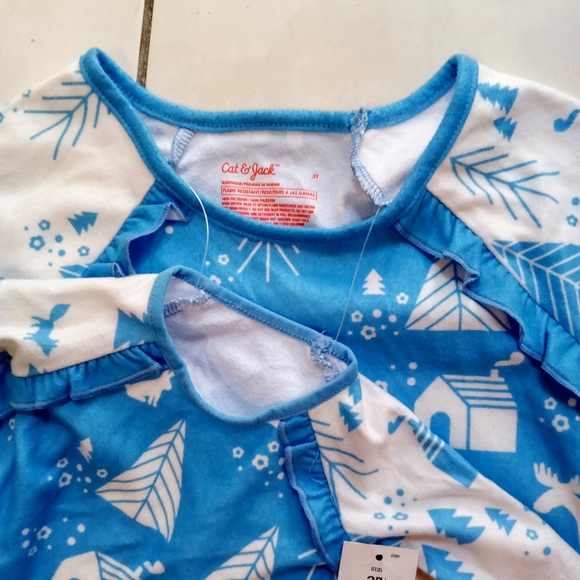 Cat & Jack Girl and doll matching pajama sleepwear dress girl size 3 - Picture 5 of 6